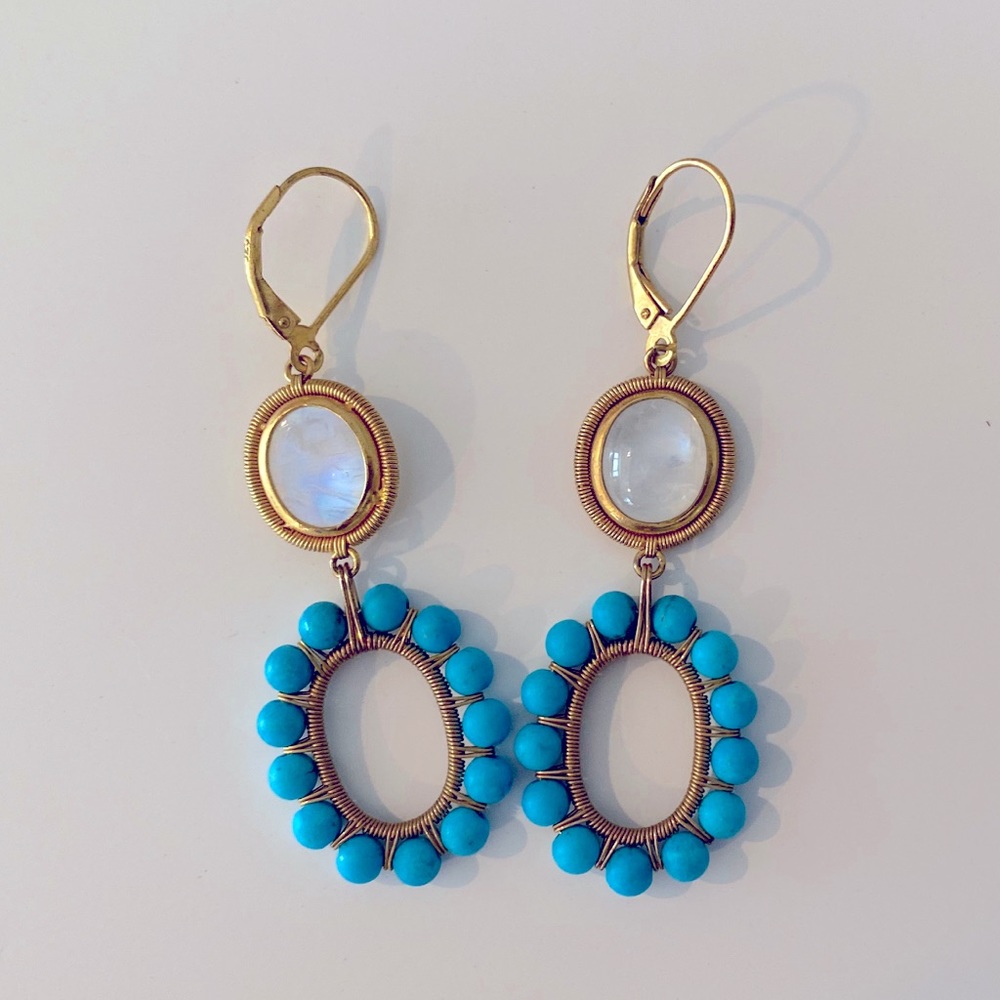 🎉HP🎉Turquoise and Gold Dangle Earrings